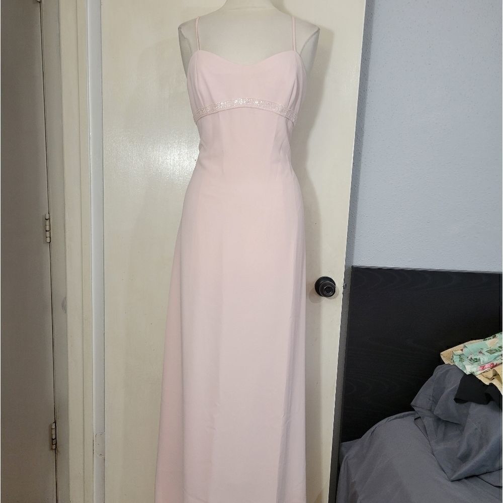 Vintage Rimini By Shaw 2 Piece Long Dress Gown And Jacket Pink Embroided NWT